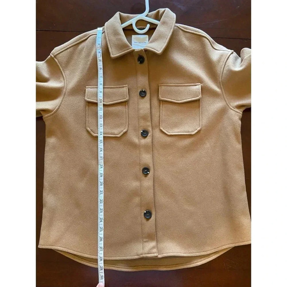 Avec Les Filles NWT Solid Shirt Tail Shacket in Cognac Size Large - Picture 11 of 11